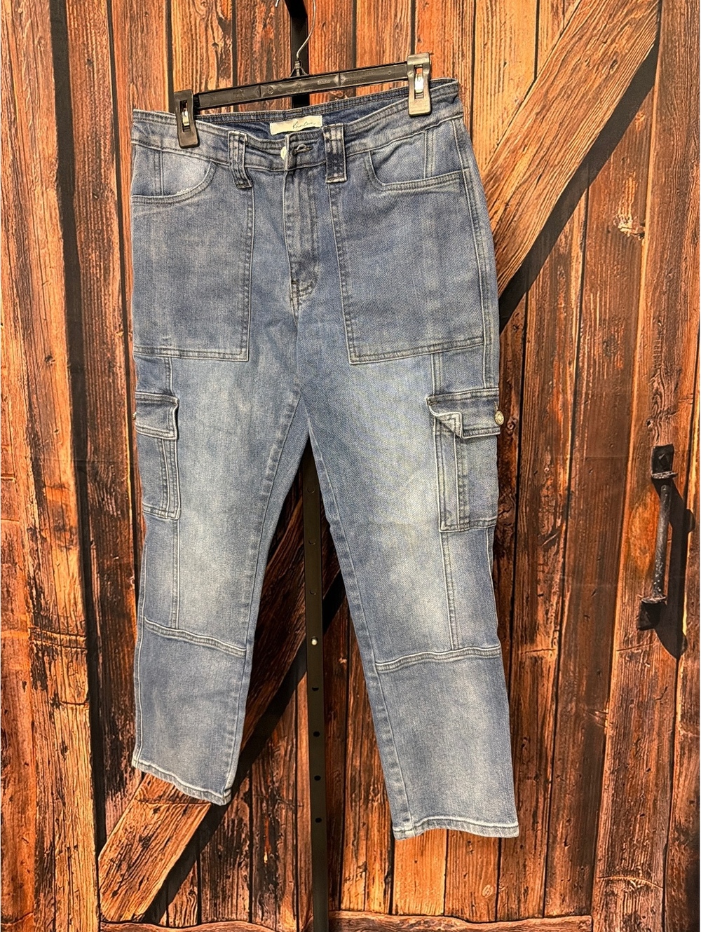 Kancan Women's Light Wash Denim Cargo Jeans Size 9/28